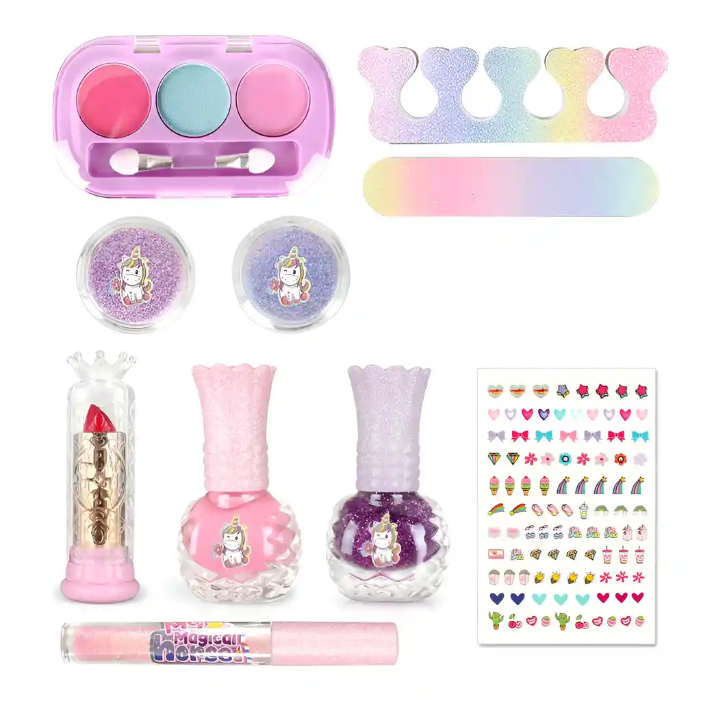 Maleta Kit Unicornio Maquillaje Para Niñas Juguete Esmaltes