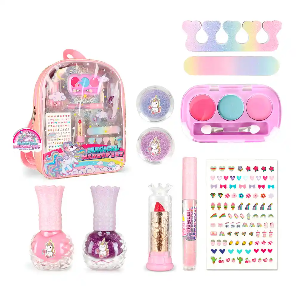 Maleta Kit Unicornio Maquillaje Para Niñas Juguete Esmaltes