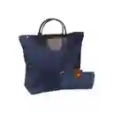 Bolso Cartera Mano Grande Plegable Cosmetiquera Incluida Azul