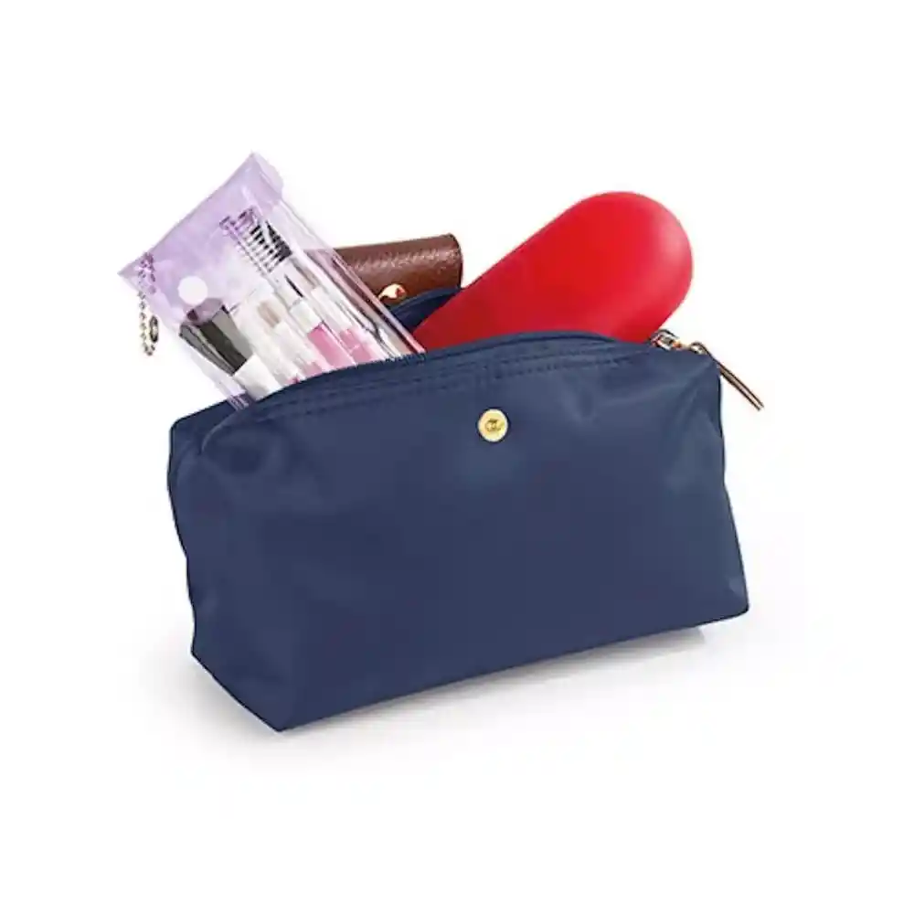 Bolso Cartera Mano Grande Plegable Cosmetiquera Incluida Azul