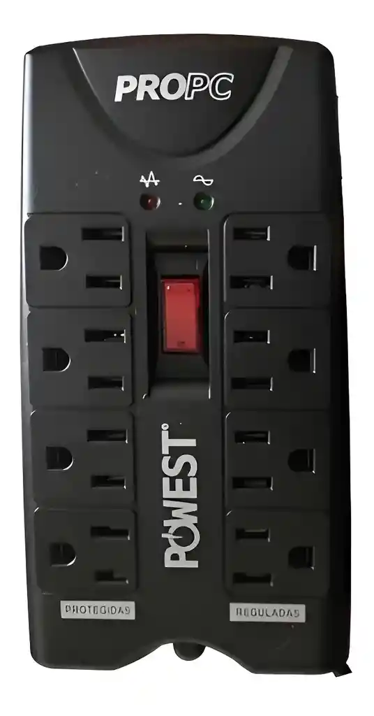 Regulador Estabilizador De Voltaje Powest Propc1000 De 8 Tom Negro