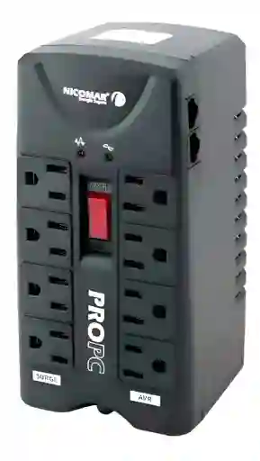 Regulador Estabilizador De Voltaje Powest Propc1000 De 8 Tom Negro