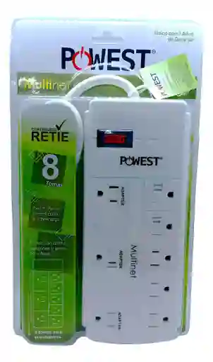 Multitoma Regleta Supresor De Picos 8 Salidas Powest 1800w C