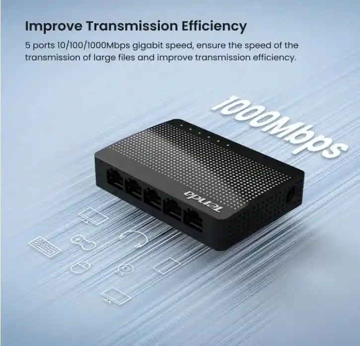 Switch De Red Gigabit Tenda Sg105 | 5 Puertos Rj45 1000 Mbps | Expande Tu Conexión Ethernet