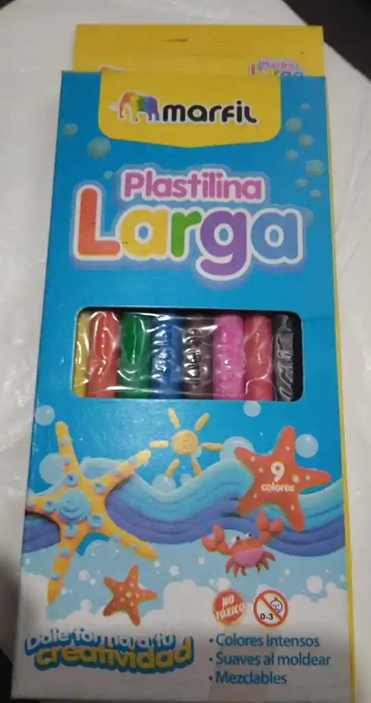 Caja De Plastilina Larga X9 Colores
