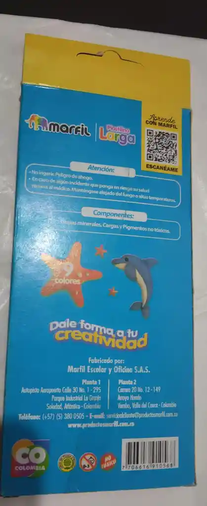Caja De Plastilina Larga X9 Colores