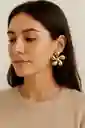 Aretes Dorados Tipo Flor En Rodio