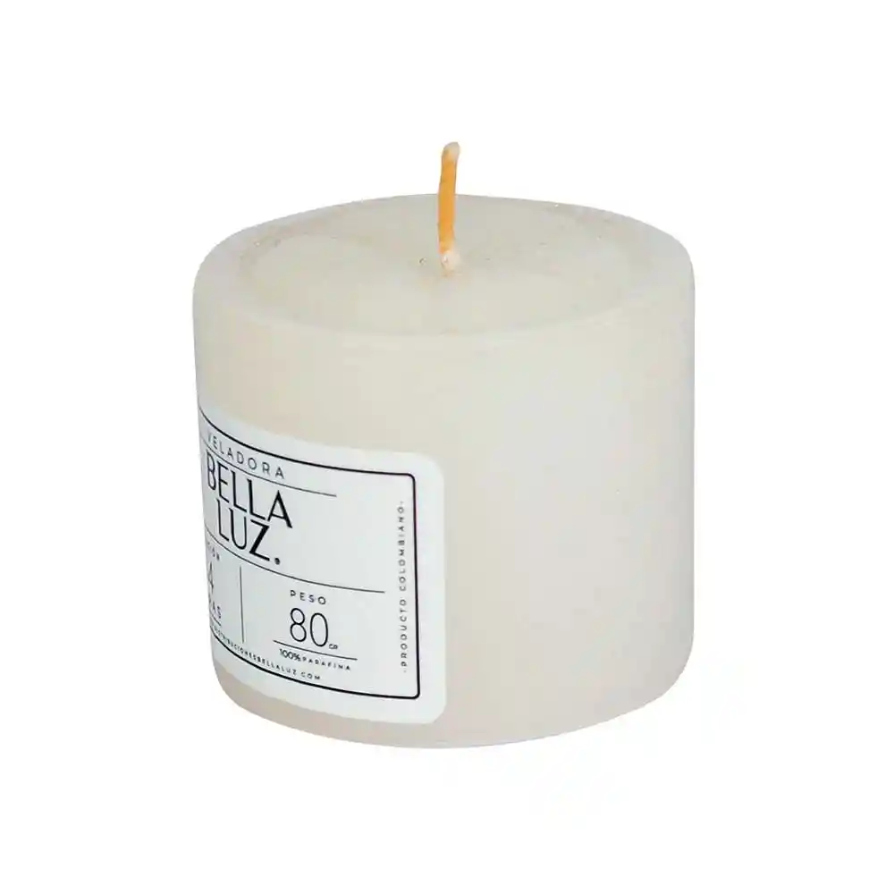 Veladora Bella Luz N3 5x5cm Blanco 90 Gr Parafina N3