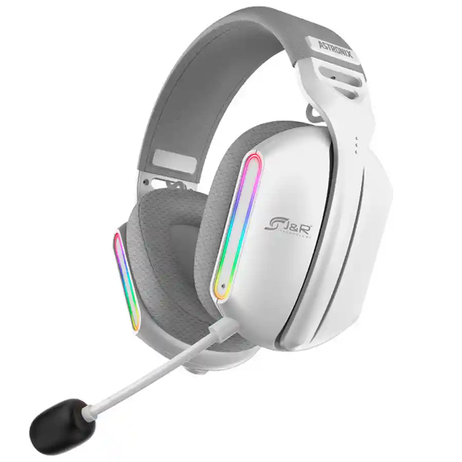 Diadema Gamer Jyr Astronix Inalámbrica Y Bth Blanca Rgb Pc Xbox Ps