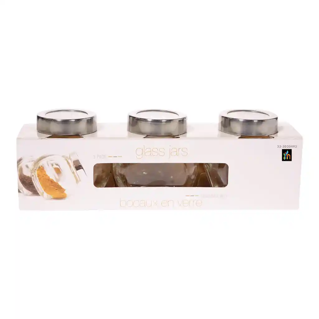 3 Frascos En Vidrio Para Condimentos