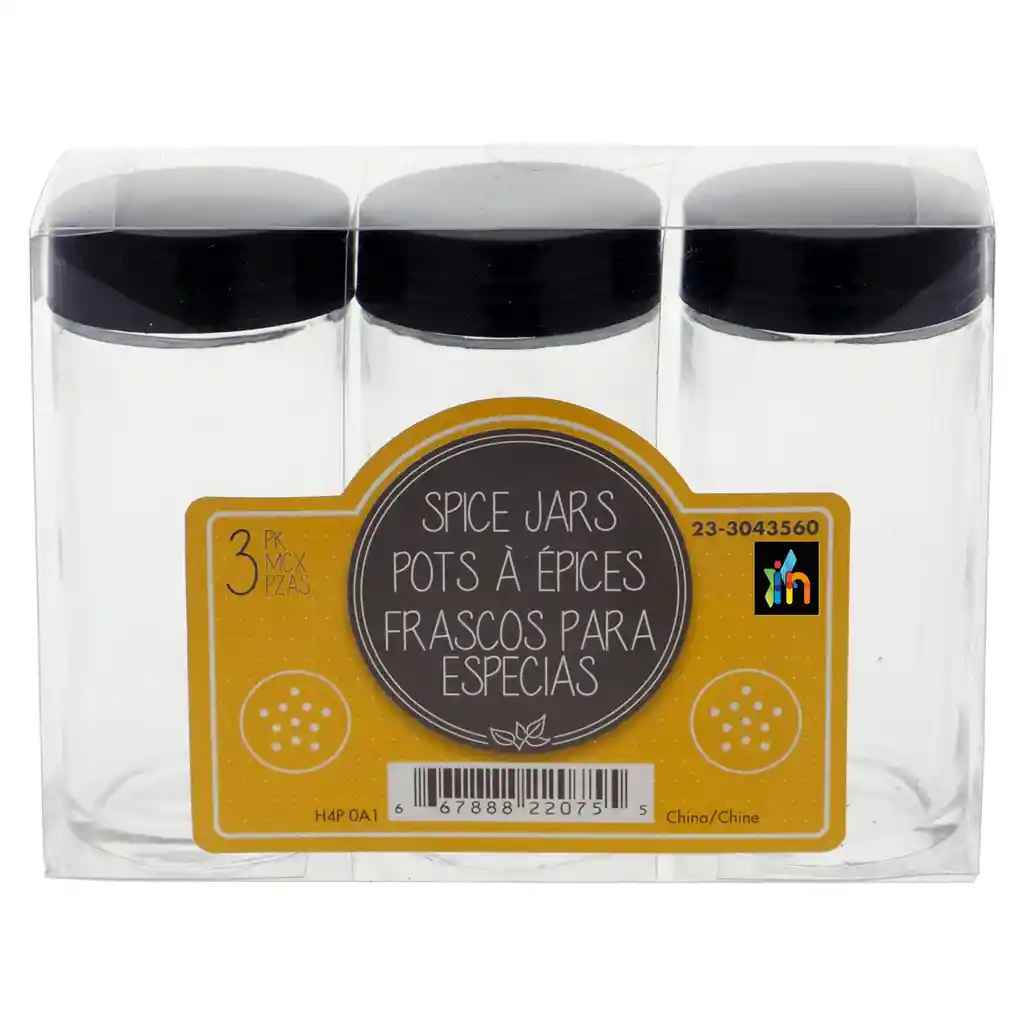 Frascos Para Especias En Vidrio 3 Unidades Por Tapas