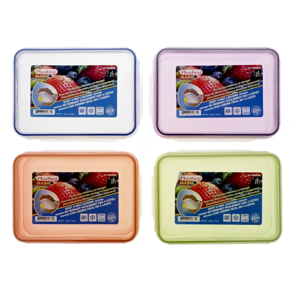 Recipiente Apto Para Microondas Con Cierre En 4 Lados