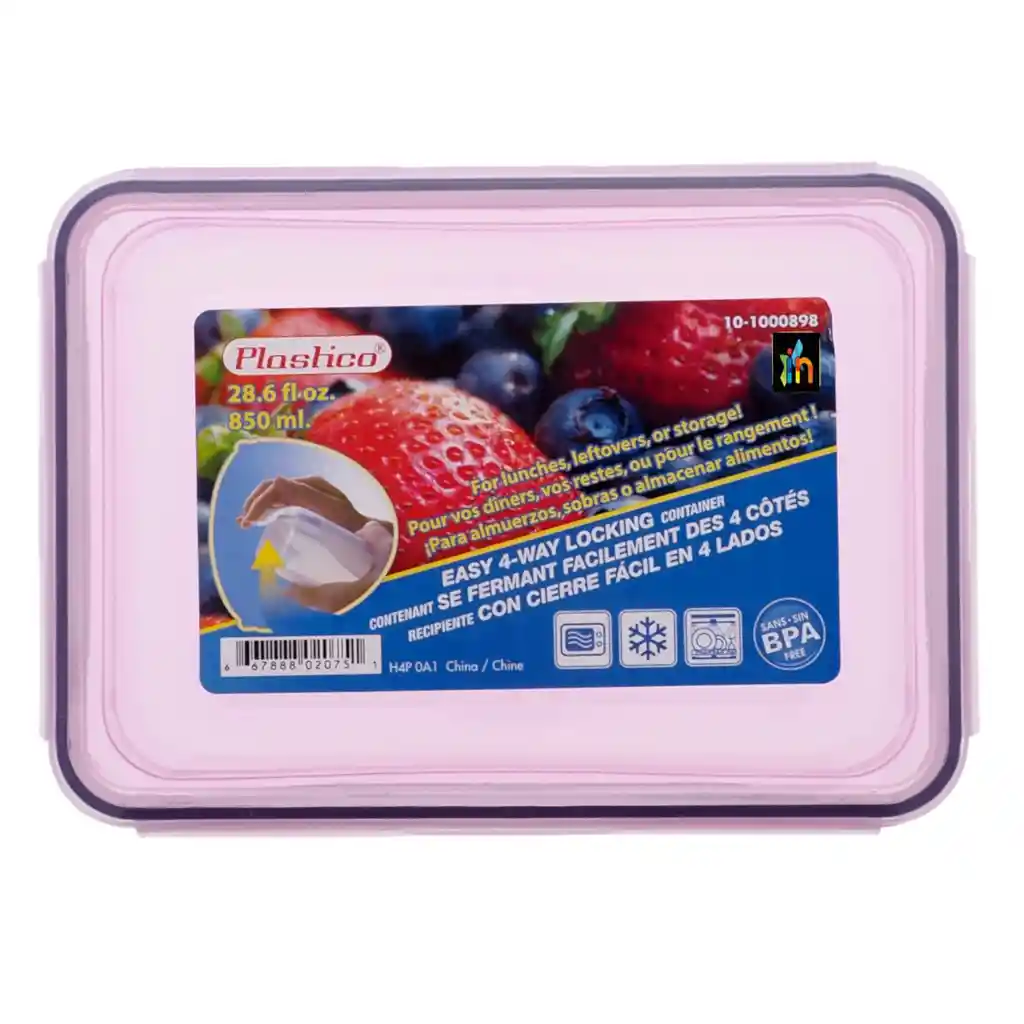 Recipiente Apto Para Microondas Con Cierre En 4 Lados