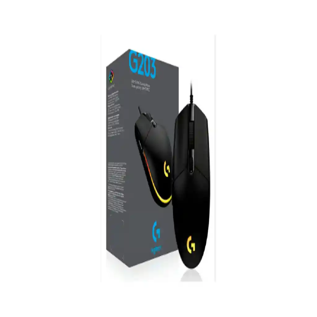 Mouse Logitech Gaming G203 Negro/cable/usb/rgb