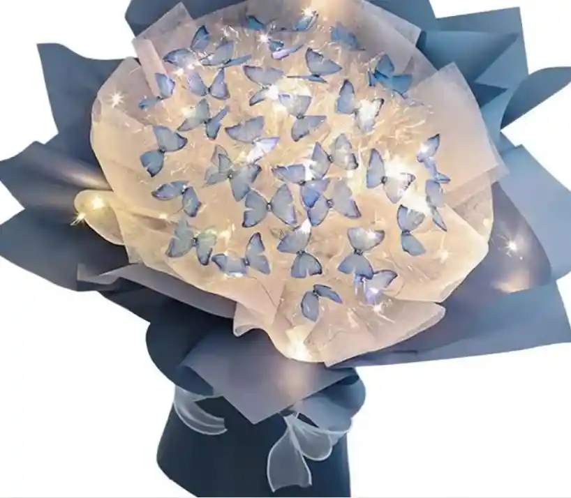 Ramo Mariposas Azúl Con Luz