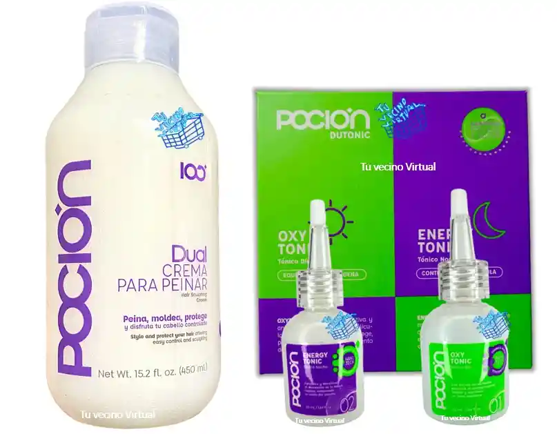 Crema Para Peinar Y Tratamiento Duo Tonic Pocion