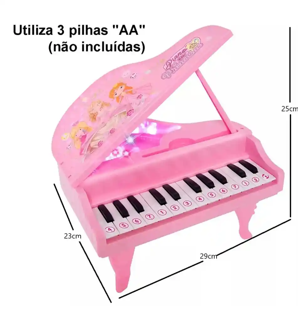 Piano De Juguete Pink Princesses Con Luces Led Rosa (juguete Para Niña)