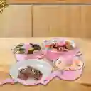 Set De Ollas Con Utensilios X13 Pcs Rosado