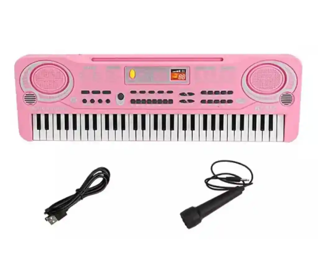 Piano Organeta Teclado Para Niños 61 Teclas Rosa