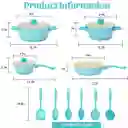 Set De Ollas Con Utensilios X13 Pcs Celeste