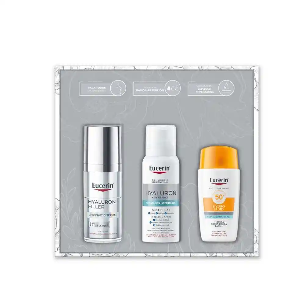 Kit Eucerin Epigenetic Serum+protector Solar Hydrofluid+hyaluron Filler Mist Spray