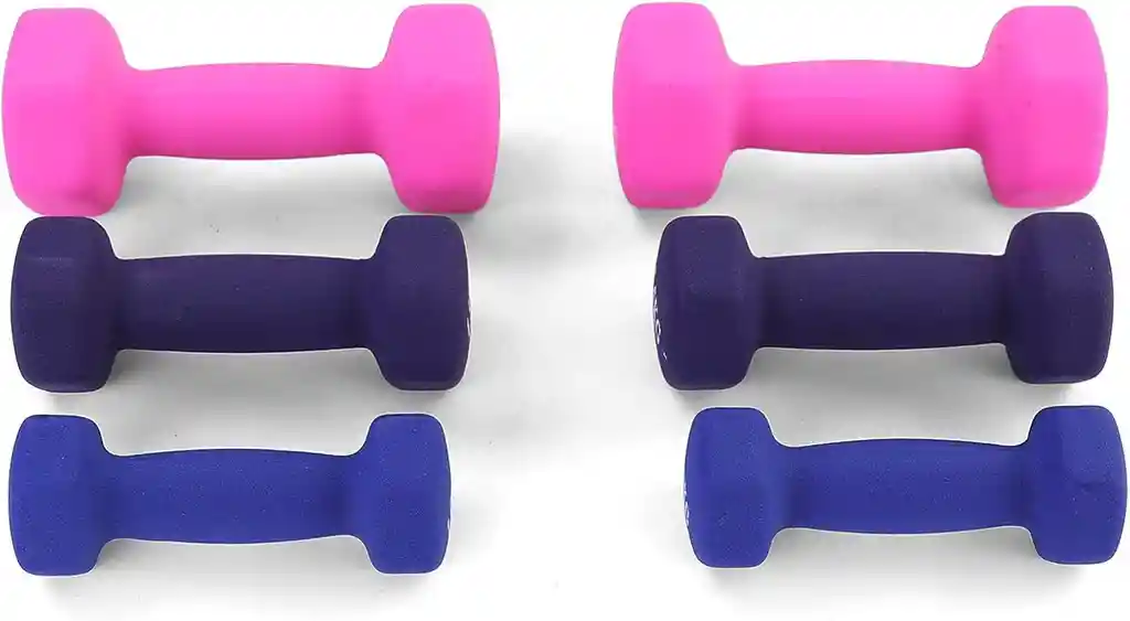 Set De Mancuernas Hexagonales De Neopreno Multicolor, Antideslizantes Con Estuche