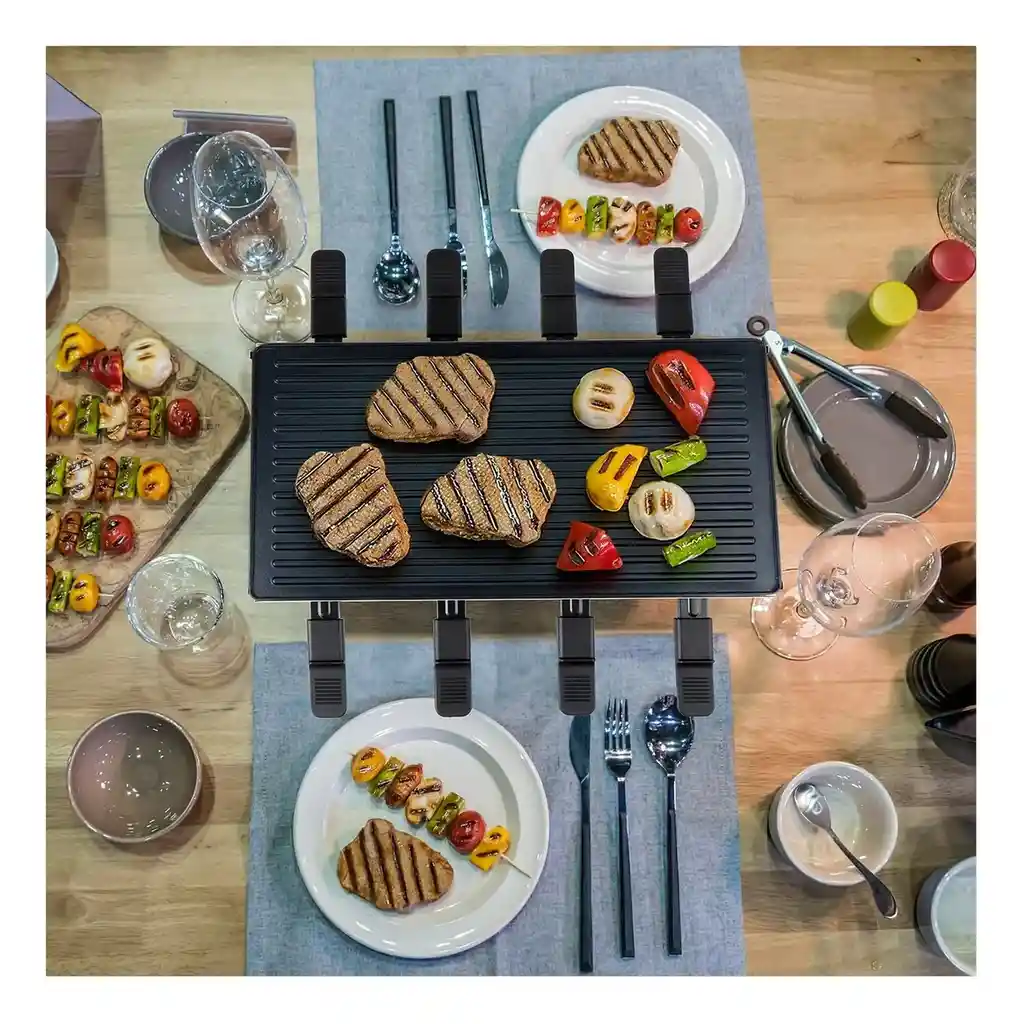 Plancha Eléctrica Multifuncional Sokany 1600w Sk-08139 Negro Con 8 Sartenes Individuales
