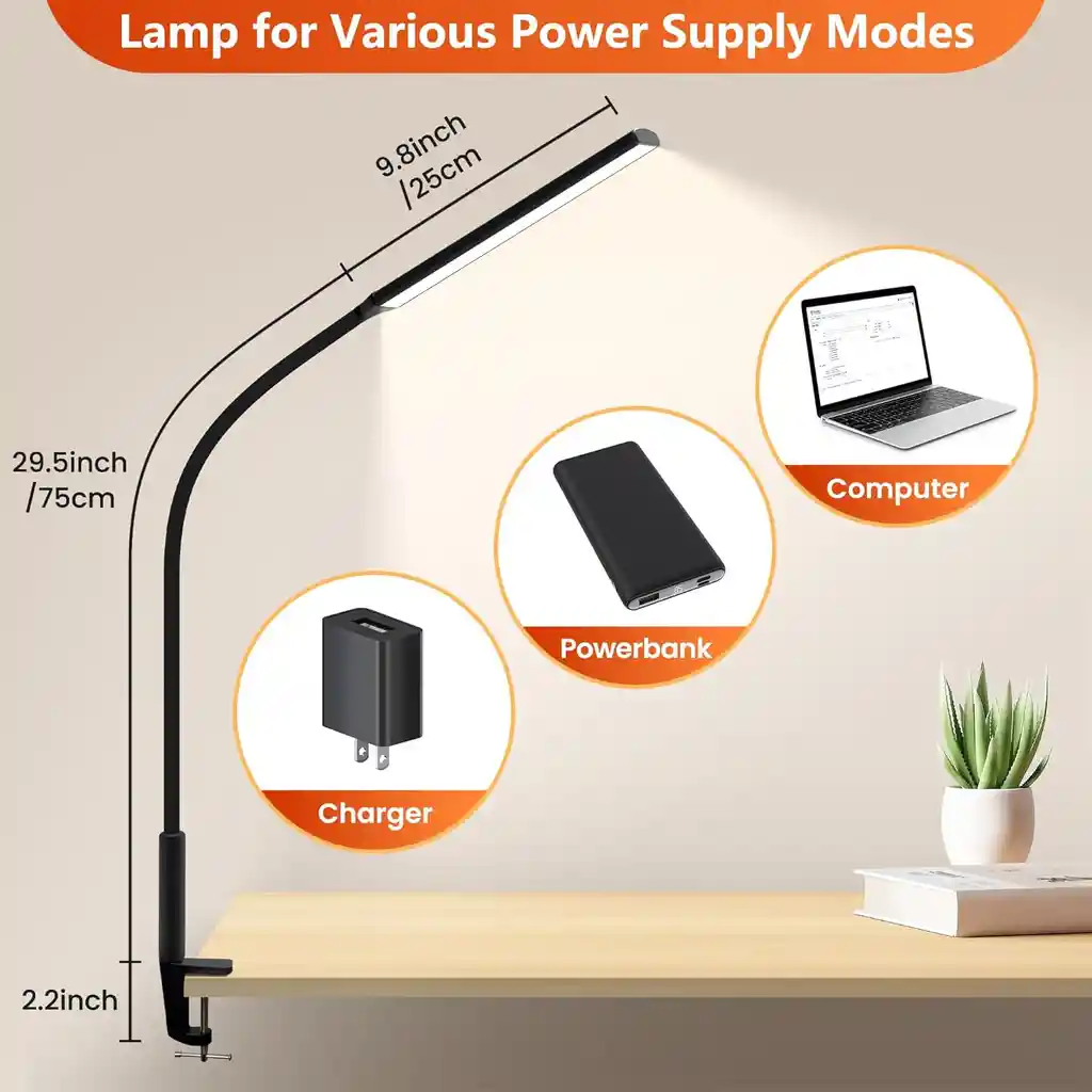 Lámpara De Escritorio, Luz Led De Escritorio Con Atenuación Continua Con 3 Modos De Colores Para Oficina En Casa