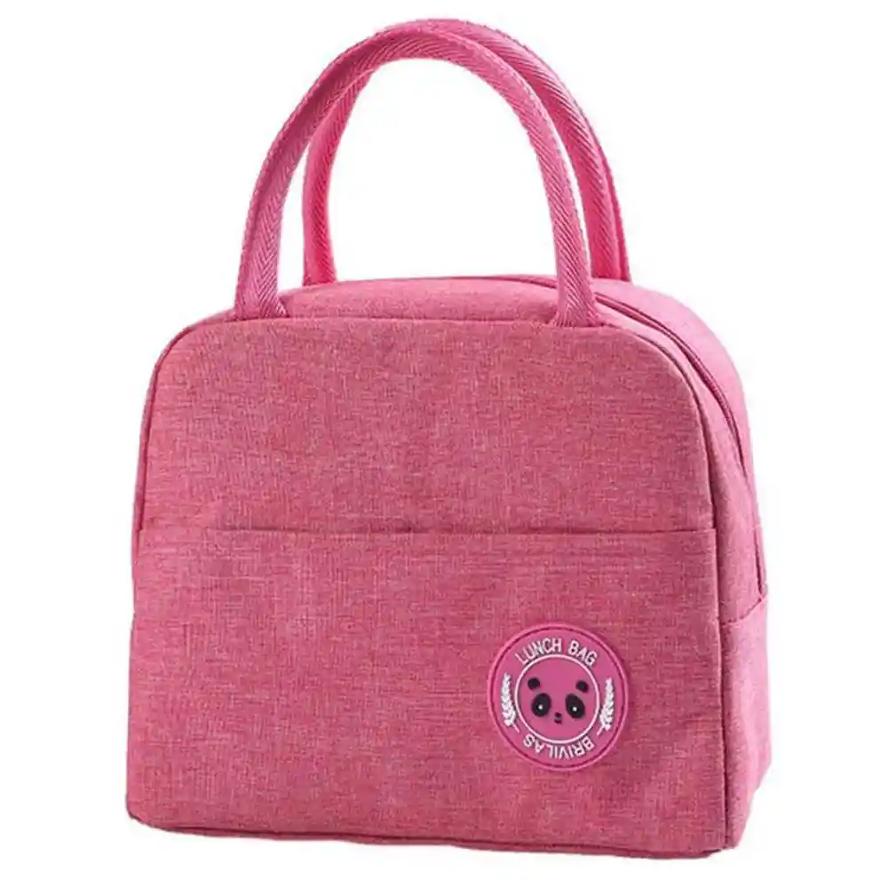 Lonchera Bolsa Termica Impermeable Cremallera Portatil Lavable Rosa