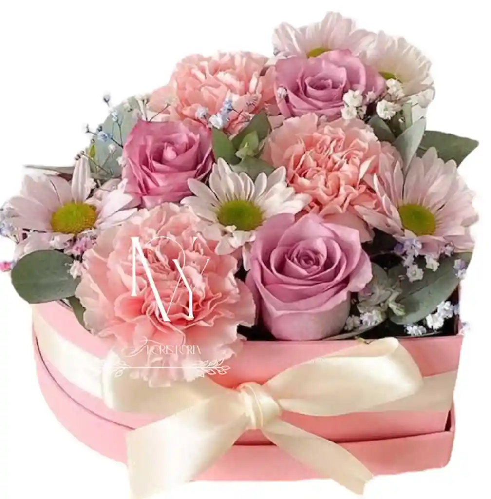 Flores En Tonos Pastel En Corazón