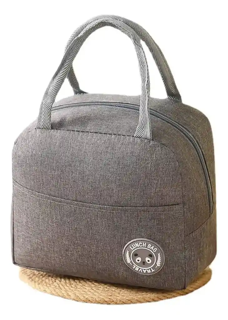 Lonchera Bolsa Térmica Impermeable Cremallera Portátil Lavable Gris