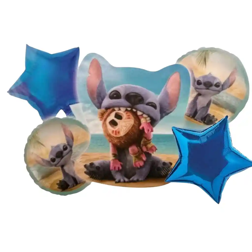 Globos Metalizados Stitch X5 Unidades La Película Lilo & Stitch