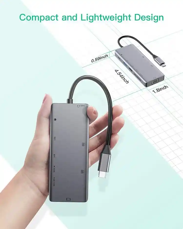 Hub Usb C 12 En 1 Con Hdmi, Estación De Acoplamiento Usb C Para Macbook, Portátiles Y Dispositivos Tipo C, Adaptador Multipuerto Ethernet Con Lector De Tarjetas Tf/sd Y Puerto De Audio