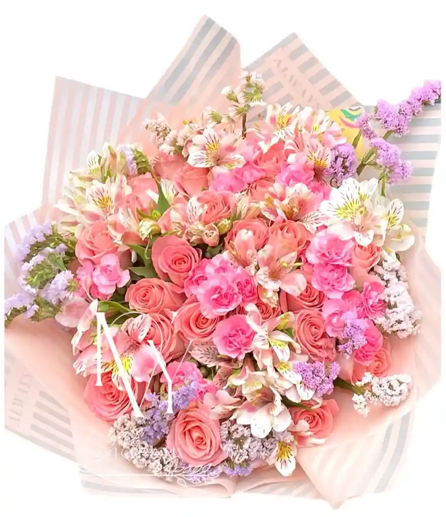 Flores Rosas Rosadas X48 Y Claveles