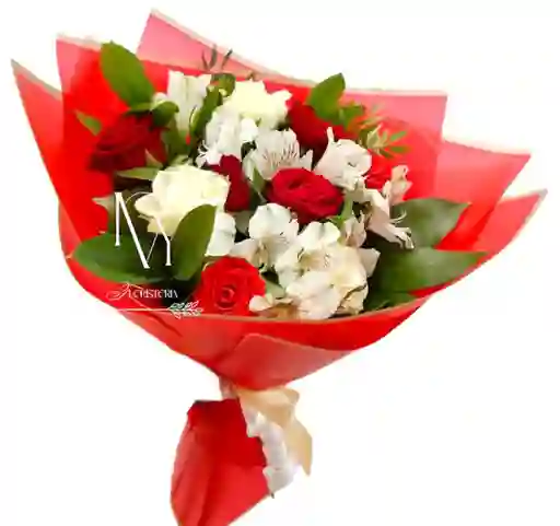 Flores Rosas Y Astromelia