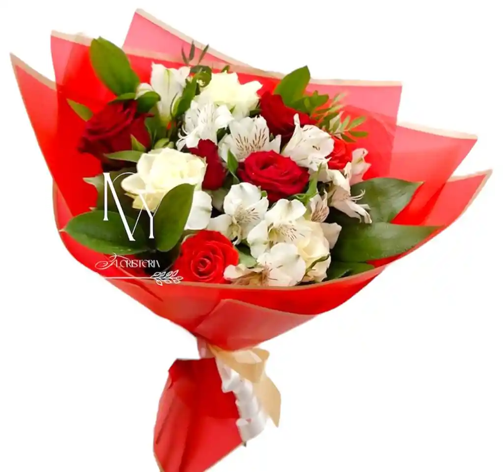 Flores Rosas Y Astromelia