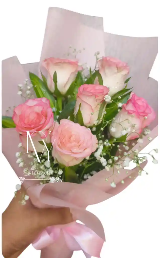 Flores Rosas Rosadas X6
