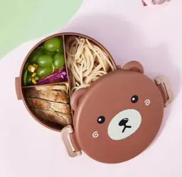 Porta Comida Infantil Diseño Oso 3 Divisiones + Cubiertos