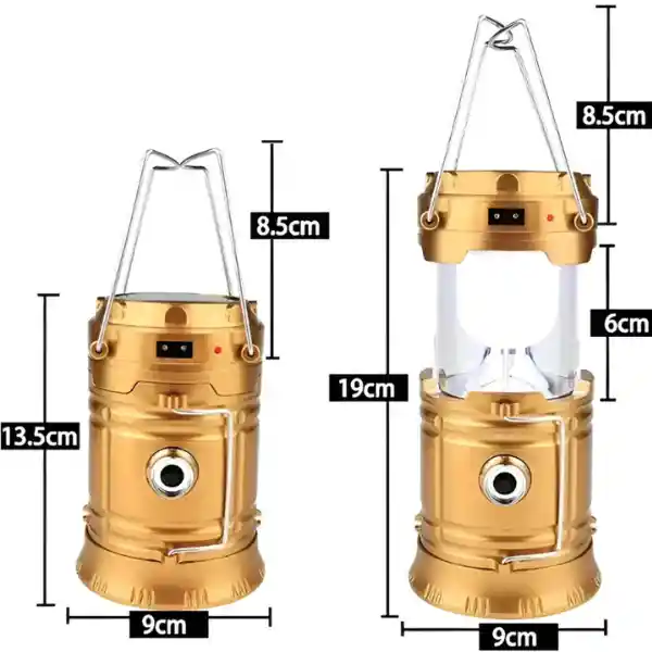 Lampara De Camping Recargable Con Panel Solar Y Linterna Frontal