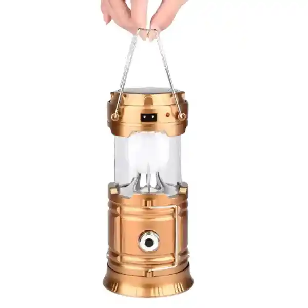 Lampara De Camping Recargable Con Panel Solar Y Linterna Frontal