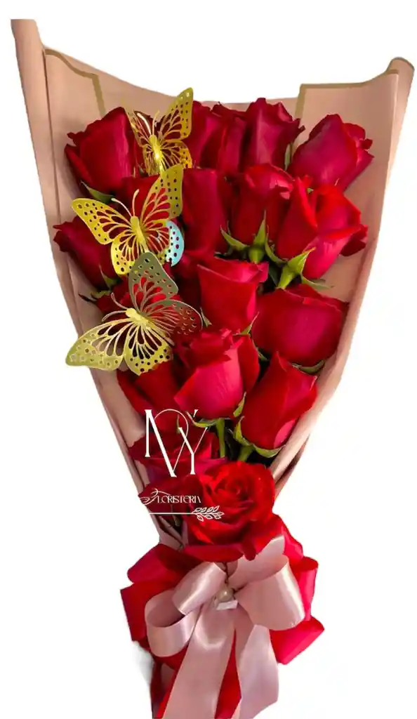 Flores Rosas Rojas X24 En Ramillete