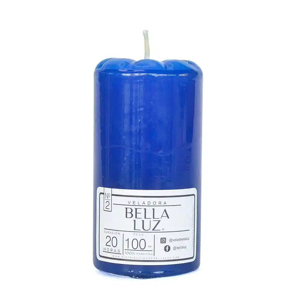 Veladora Bella Luz N2 4x8cm Azul Parafina N2a