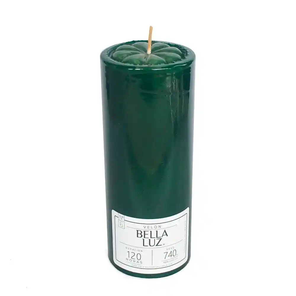 Velon Bella Luz N6 7x17cm Verde 740 Gr Parafina N6v