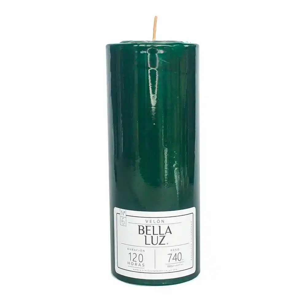 Velon Bella Luz N6 7x17cm Verde 740 Gr Parafina N6v