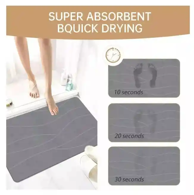 "tapete De Piedra Diatomeas Absorbente Secado Rapido Gris