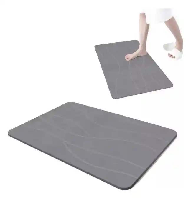 "tapete De Piedra Diatomeas Absorbente Secado Rapido Gris