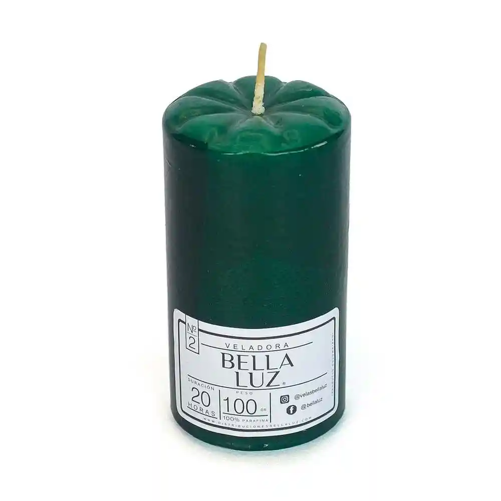 Veladora Bella Luz N2 4x8cm Verde 100 Gr Parafina N2v