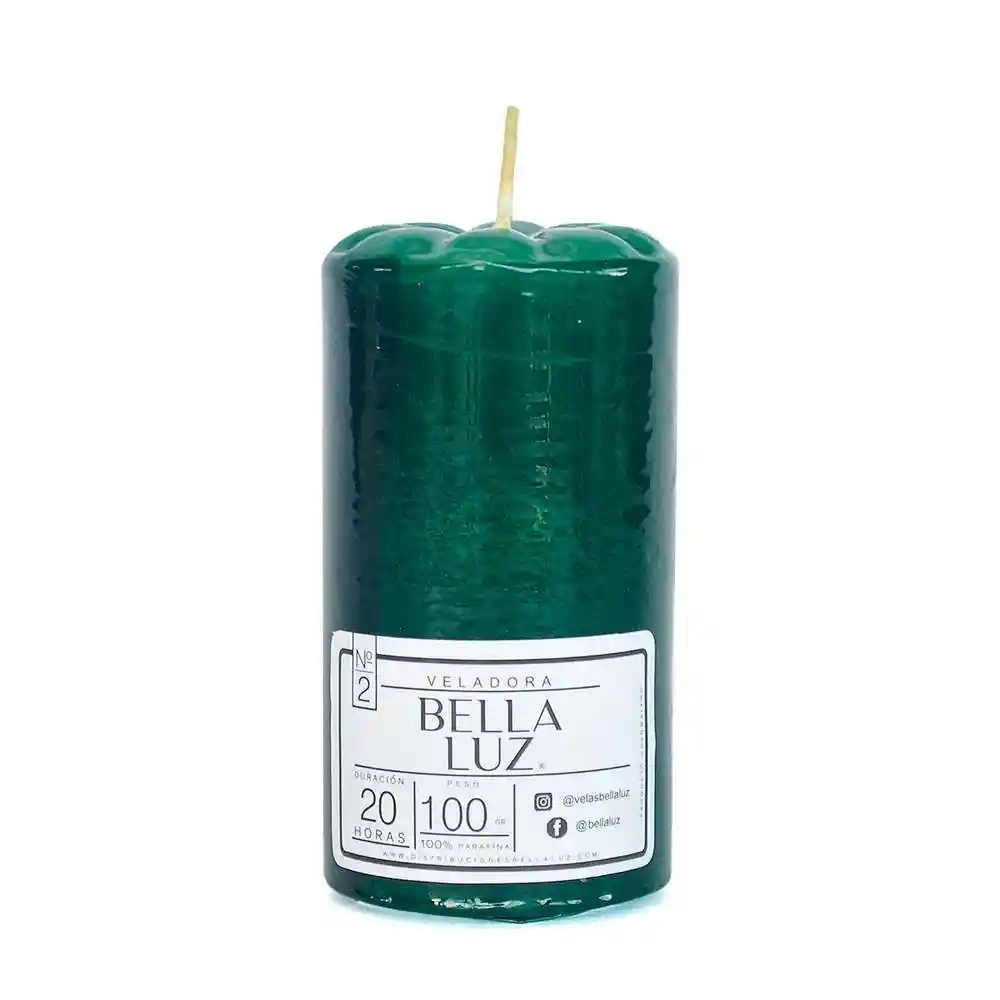 Veladora Bella Luz N2 4x8cm Verde 100 Gr Parafina N2v