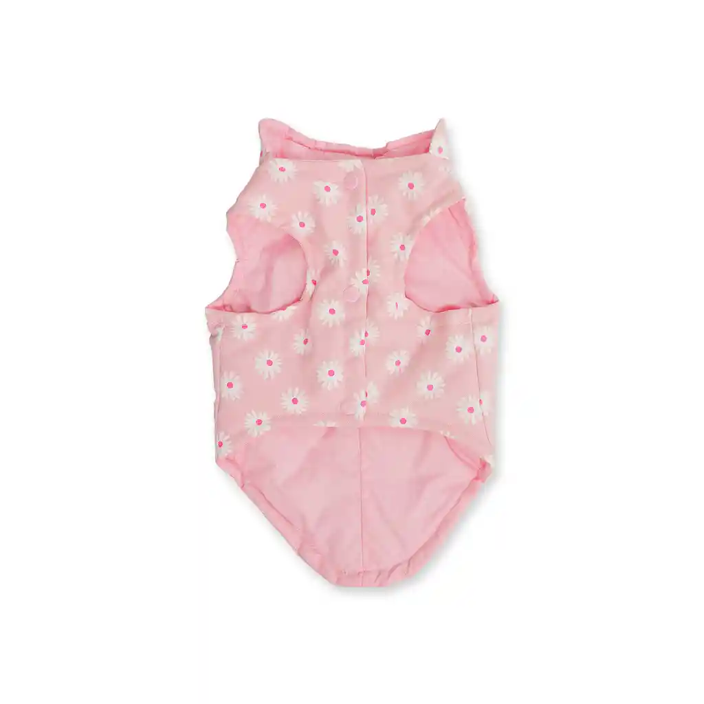 Chaleco 2xl Dril Rosa Margaritas