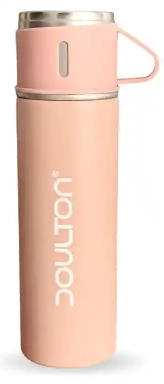 Termo 500ml Acero Inoxidable Con 3 Tazas Portátil Con Estuche Rosa